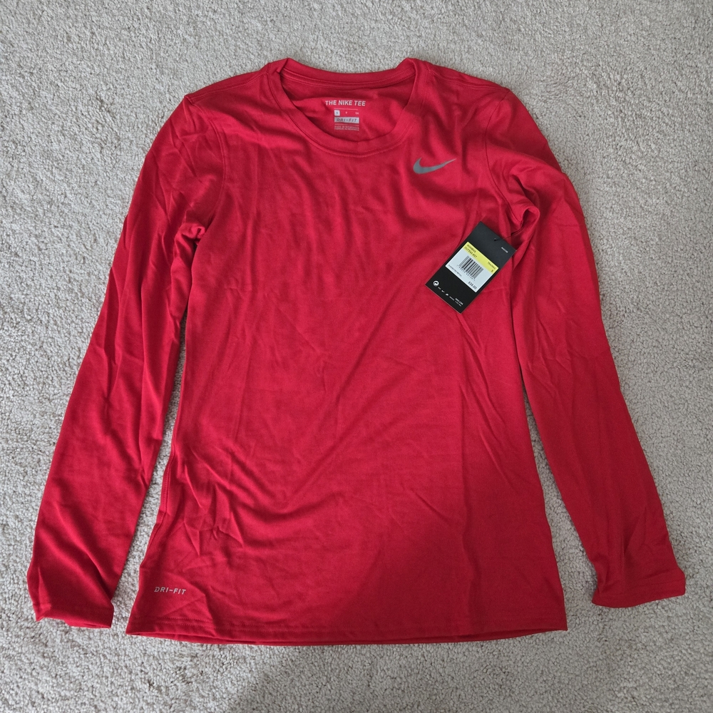 SOLD!! - Nike Red Dri-FIT Tee with Gray Swoosh Size Small